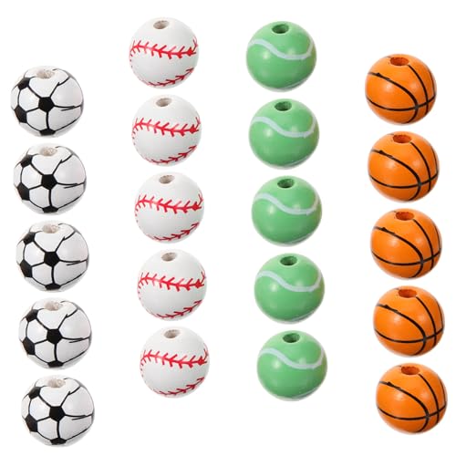 Angoily 40 Stück Perlenarmbandmaterial Reiz runden Kit zur Herstellung von Armbändern Abstandskugelperlen Perlen für Schmuckhersteller Basteln Charms aus Holzperlen Perlen für Sportbälle von Angoily