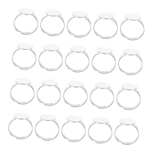 Angoily 40 Stück Ringe Rohlinge Flach Runde Lünette Basen Verstellbar Fingerringe DIY Schmuckherstellung Zubehör für Damen Kreative Cabochon Fassungen von Angoily