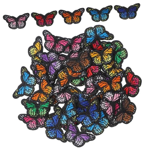 Angoily 40 Stück Schmetterling Bügelbilder Stickerei Aufnäher zum Aufnähen Bunte DIY Textilapplikationen für Kleidung Weich Langlebig zur Flecken Lochabdeckung Einfache Zufällige Farbe von Angoily