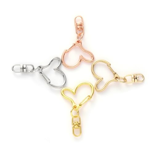 Angoily 40 Stück Teiliges Herz schlüsselanhänger Metall DIY Herzförmige Karabiner Verschlüsse für Schlüsselanhänger Schmuckherstellung Gold Silber Roségold Mix von Angoily