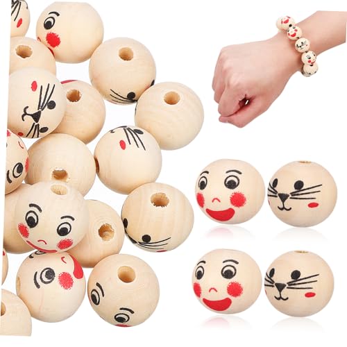 Angoily 40 Stück Teiliges Kleine Runde Holzperlen mit Lachendem Gesicht Naturbelassene Lotus holzperlen Handgefertigt und Poliert zum Basteln von Armbändern Handyanhängern und Schmuck Angoily 40 Stück Teiliges Kleine Runde Holzperlen mit Lachendem Gesicht Naturbelassene Lotus holzperlen Handgefertigt und Poliert zum Basteln von Armbändern Handyanhängern und Schmuck von Angoily
