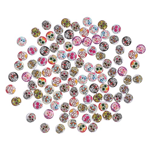Angoily 400 Stk. Skull Cabochons DIY Schmucksteine Glasperlen Patches für Halsketten Ringe Bastelperlen Zubehör Langlebig Sicher Vielfältige Muster von Angoily