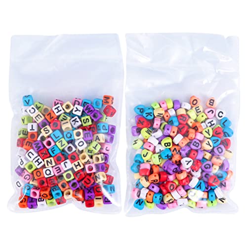 Angoily 400 Stück Diy Buchstabenperlen Acrylperlen für Schmuckherstellung Kreative Bastelmaterialien für Armbänder und Designs und Bunten Farben von Angoily