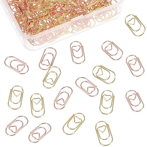 Angoily 400 Stück Herzförmige Büroklammern aus Metall Goldene Roségoldene Dekorative Clips für Notizen Fotos und Lesezeichen Kreative Herzform für Büro und Scrapbooking Angoily 400 Stück Herzförmige Büroklammern aus Metall Goldene Roségoldene Dekorative Clips für Notizen Fotos und Lesezeichen Kreative Herzform für Büro und Scrapbooking von Angoily
