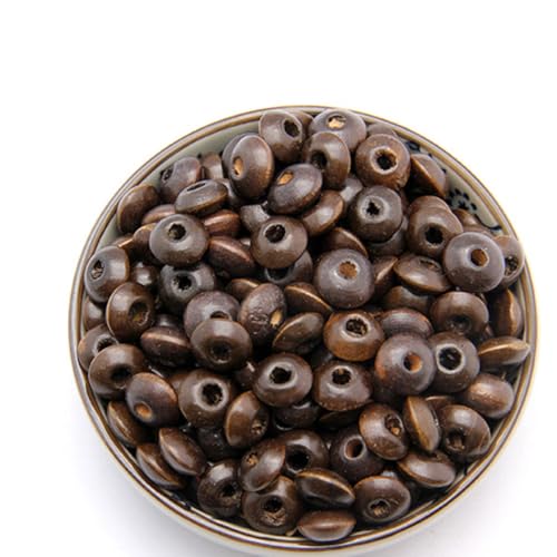 Angoily 400Stücke Holzperlen Dicke DIY Spacer Charms für Schmuckherstellung Flache Agate Perlen für Armbänder und Vielseitige Bastelzubehör Braun von Angoily