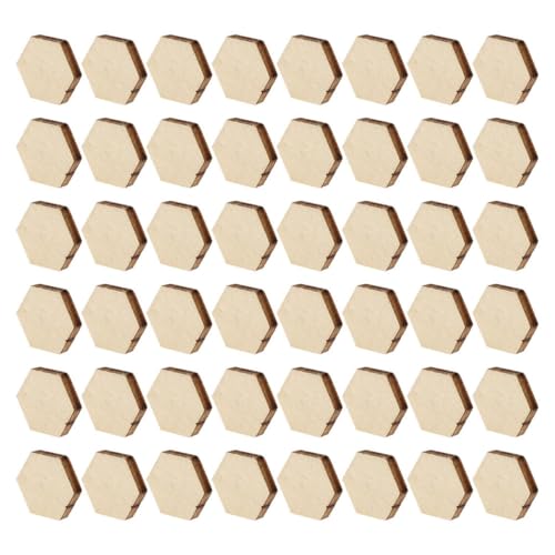 Angoily 400Stücke Sechseckige Holzstücke für DIY Unbehandelt Bastelbedarf für Projekte Natürliche Holzornamente für Dekoration und Fotografie Leicht und Tragbar von Angoily