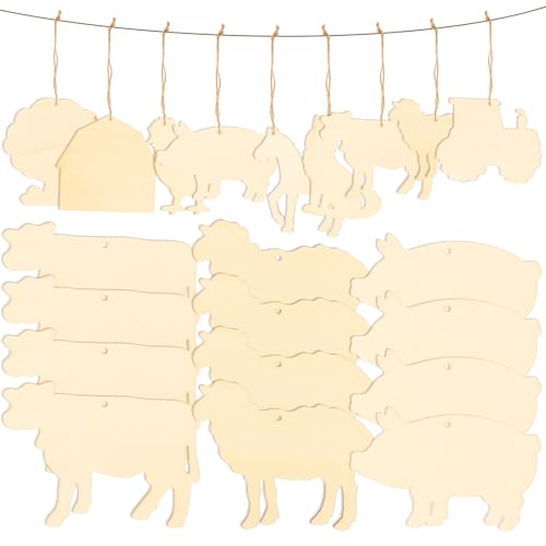 Angoily 45 Stück unlackierte Holzausschnitte, Bauernhoftierformen für Bastelarbeiten, Beige, 4. 183 x 10 cm. 121,9 cm, ideal für Heimdekoration, Partydekorationen und Kunstprojekte Angoily 45 Stück unlackierte Holzausschnitte, Bauernhoftierformen für Bastelarbeiten, Beige, 4. 183 x 10 cm. 121,9 cm, ideal für Heimdekoration, Partydekorationen und Kunstprojekte von Angoily