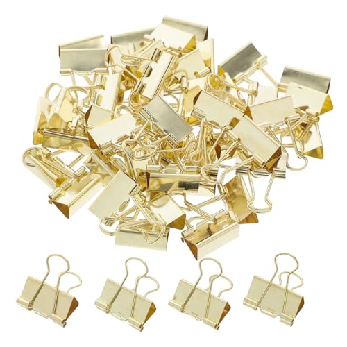 Angoily 48 Stück Goldfarbener Metallclip Niedliche Heftklammern Süße Bindeklammern Papierverschlüsse Farbige Heftklammern Büroklammern Binderclip Eisen Golden von Angoily