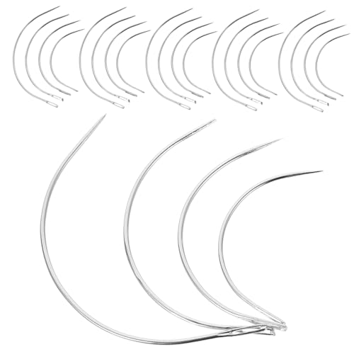 Angoily 48 Stück großer Augengreifer Stickerei Tapisserie arbeiten Webnadel Stricken gebogene Nähnadeln zum Handnähen c gebogene Nadeln Nähnadeln Hand Nadelweben Silver von Angoily