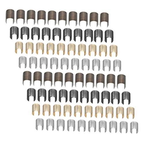 Angoily 480 Stk. Lederseil Crimpclips Zylindrische Schnur Klemme Lederband Verschluss für DIY Schmuck Basteln Taschen Zubehör in Gold Silber Schwarz Antikbronze Angoily 480 Stk. Lederseil Crimpclips Zylindrische Schnur Klemme Lederband Verschluss für DIY Schmuck Basteln Taschen Zubehör in Gold Silber Schwarz Antikbronze von Angoily