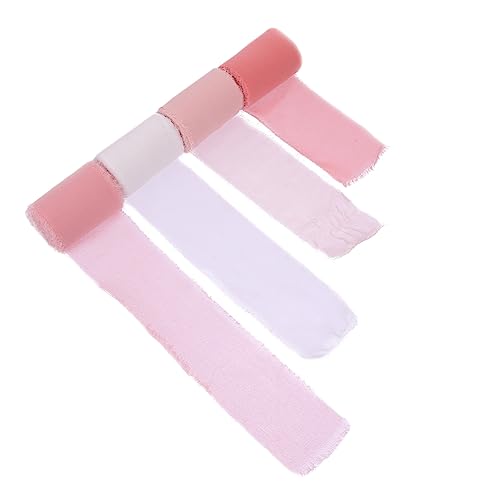 Angoily 4Rollen Chiffonband mit Ausgefransten Kanten Breit für Hochzeitsdekoration Geschenkverpackung und DIY Farben Nude Korean von Angoily