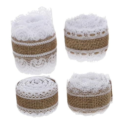 Angoily 4Rollen Spitzenbesatz Dekoratives Spitzenband für DIY Bastelarbeiten für Hochzeitskleider Kleidung Haarschmuck pro Leicht zu Lagern von Angoily