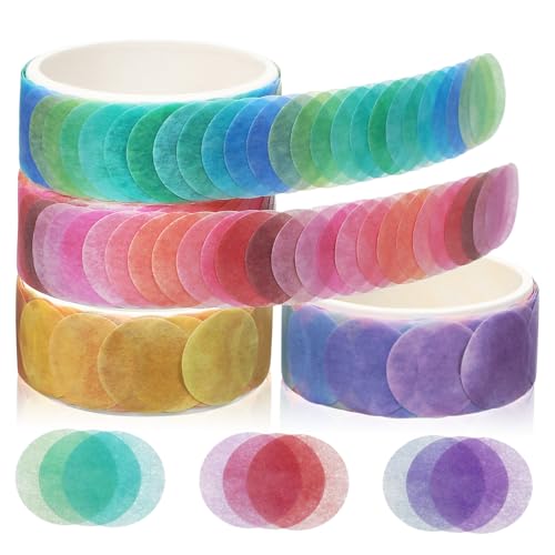 Angoily 4Rollen Washi Tape mit Frischem Punktdesign Geschmacksrichtungen Creme Zitrone Erdbeere Minze für Scrapbooking DIY Journaling und Geschenkverpackung Langlebig von Angoily