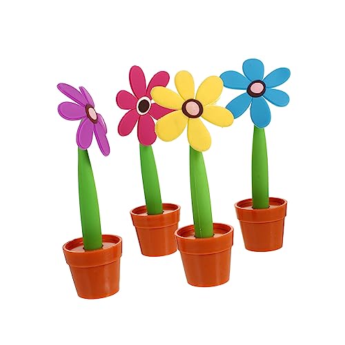 Angoily 4Stücke Sonnenblumen Kugelschreiber Süße Kugelschreiber Rosé Und Blau Für Büro Und Schule Kugelschreiber Für Kreatives Schreiben von Angoily