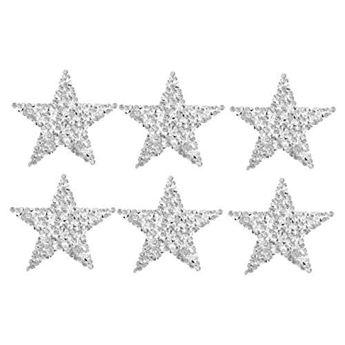Angoily 4Stücke Sternförmige Aufnäher Teiliges Hochwertigem Material Selbstklebend Dekorative Nähapplikationen für Kleidung Taschen und DIY Projekte Modisches Design Silber von Angoily