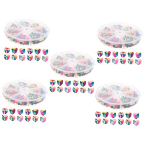 Angoily 5 Boxen Regenbogen Liebesperlen Polymer -Tonperlen Herz Charme Schlüssel groß Schmuck farbenfrohe Herzen Lehmperlen Abstandsperlen in Herzform bastelt Herzperlen Polymer-Ton von Angoily