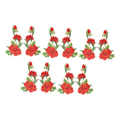 Angoily 5 Paar Bestickte Rosenblüten Aufnäher zum Aufbügeln und Aufnähen Rote Blumen Patches für Kleidung Jeans Taschen DIY Handwerk Dekoration Vielseitige Stoffapplikationen von Angoily