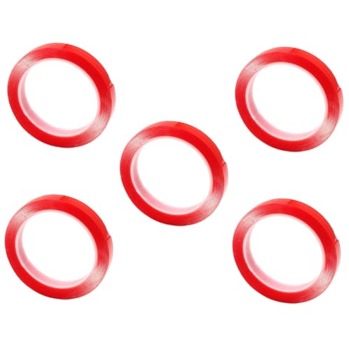 Angoily 5 Rollen Doppelseitiges Klebeband Breit Stark Haftend Spurlos Ablösbar für Täglichen Gebrauch Praktische Anwendung für Verschiedene Oberflächen von Angoily