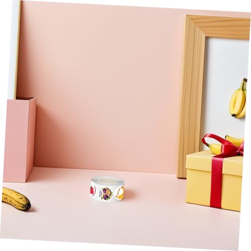 Angoily 5 Rollen Fruchtaufkleber Runde Selbstklebende Etiketten mit Starker Haftung Realistische Obstmotive für Geschenkverpackungen Umschlagversiegelung Party Dekorationen und Lehrer von Angoily
