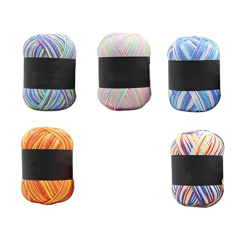 Angoily 5 Rollen Häkelgarn Baumwollgarn Milch Stricken klobig sperriges Garn wolle mehrfarbig häkeln Mittel Gradient grünes Garn Faden Strickgarn von Angoily