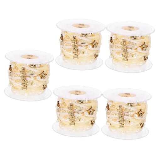 Angoily 5 Rollen Hochzeitsdekorationsband Bogen Dusche Dekorationen dekorativ Bänder für Handwerk Band für die Hochzeit Band für Hochzeitseinladungen Stoffbänder Brautband Polyester Golden von Angoily
