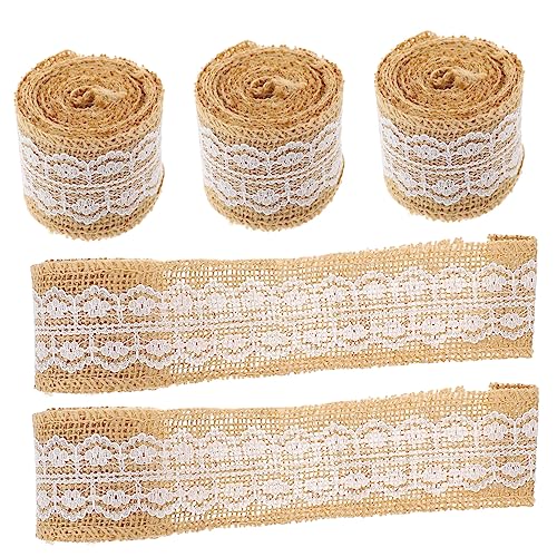 Angoily 5 Rollen Jute Spitzenband für DIY Basteln Hochzeit Partydekoration Wiederverwendbar Wahl für Festliche Anlässe Einfach zu Schneiden Verleiht Ihrer Kreativität Charme von Angoily