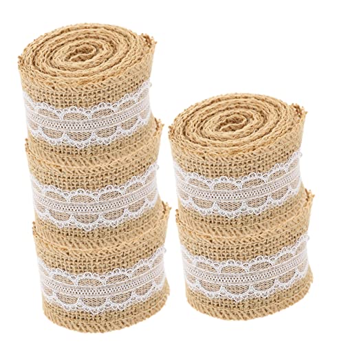 Angoily 5 Rollen Jute Spitzenband für Diy Bastelarbeiten Hochzeit und Partys Dekoration mit Natürlichem Flair für Projekte und von Angoily