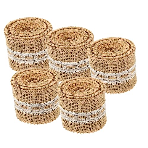 Angoily 5 Rollen Jute Spitzenband für Diy Handwerk und Partydekoration Vielseitiges Geschenkband für Besondere Anlässe Babyparty Themenfeiern und Festliche Dekorationen von Angoily