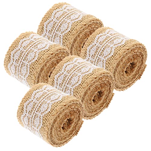 Angoily 5 Rollen Juteband Spitzenband für Diy Bastelprojekte Hochzeitsdekoration und Geschenkverpackung Langlebig Einfach zu Gestalten und Zuschneiden für Festliche Anlässe von Angoily