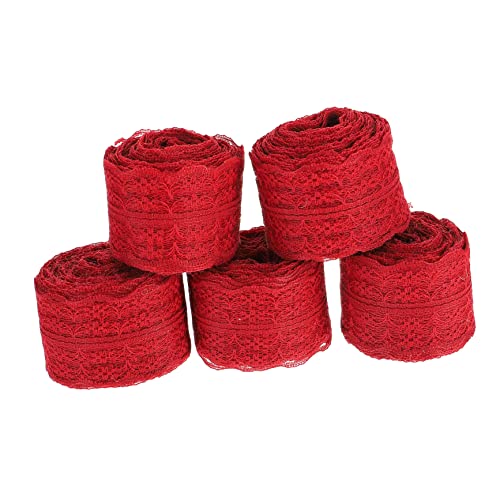 Angoily 5 Rollen Lace Ribbon Vintage Geschenkband für DIY Bastelarbeiten Blumensträuße Hochzeiten Dekorationen Wiederverwendbar Weinrot Angoily 5 Rollen Lace Ribbon Vintage Geschenkband für DIY Bastelarbeiten Blumensträuße Hochzeiten Dekorationen Wiederverwendbar Weinrot von Angoily