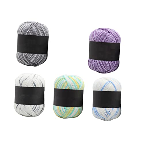 Angoily 5 Rollen Mehrfarbiges Farbverlauf Baumwollgarn zum Stricken und Häkeln Dreifädiges Mitteldickes Garn für Babydecken Pullover und Accessoires Lila und Gelb Grün Angoily 5 Rollen Mehrfarbiges Farbverlauf Baumwollgarn zum Stricken und Häkeln Dreifädiges Mitteldickes Garn für Babydecken Pullover und Accessoires Lila und Gelb Grün von Angoily
