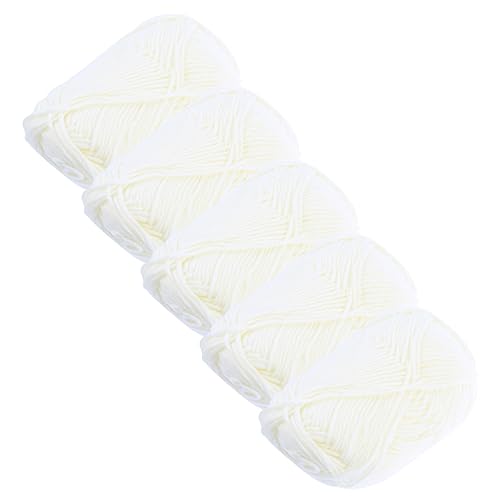 Angoily 5 Rollen Milch-Baumwoll-Garn vielfältig Stricken häkeln Häkelgarn klobig нитки для вязания Mehrzweckgarn angenehmes Baumwollgarn angenehmes Strickgarn Häkelzubehör Baumwolle Beige von Angoily