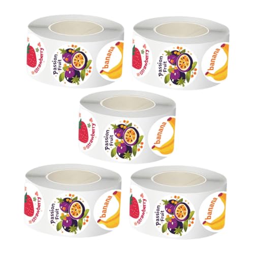 Angoily 5 Rollen Obst Aufkleber Rund Selbstklebend Stark Haftend Niedliche Fruchtmotiv Etiketten für Geschenkverpackungen Umschlagverschluss und Lehrerbelohnungen Angoily 5 Rollen Obst Aufkleber Rund Selbstklebend Stark Haftend Niedliche Fruchtmotiv Etiketten für Geschenkverpackungen Umschlagverschluss und Lehrerbelohnungen von Angoily