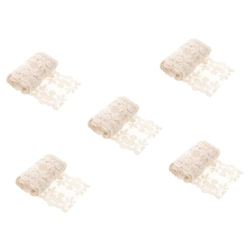 Angoily 5 Rollen Schwarze Elastische Spitzenborte für DIY Handarbeiten Filigrane Flache Spitze mit Elegantem Muster Vielseitig Einsetzbar für Kleidung Dekoration und Nähprojekte von Angoily