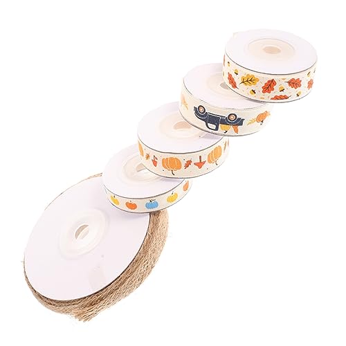 Angoily 5 Rollen Thanksgiving-Gurtband ribbon geschenkband geschenksband Basteln Zubehör für die Herstellung von Erntedankkränzen Bänder für Handwerk Kranz verdrahtetes Band Polyester von Angoily