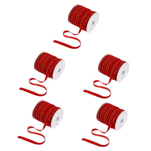 Angoily 5 Rollen Weihnachtsschleifen Velours Geschenkband Rot Yards Weihnachtsdeko DIY Bastelband für Kränze Tischdekoration Geschenkverpackung von Angoily