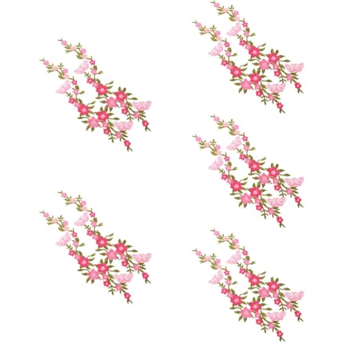 Angoily 5 Sätze Bestickte Blumen Und Schmetterlings Patches Aufbügelbare Stoffapplikationen Für Kleidung Diy Reparatur Und Dekoration Rosa Farben Für Taschen Hüte Und Mehr 2 Stück * 5 von Angoily