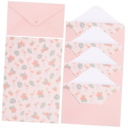 Angoily 5 Sätze Blumen Tierbuchstaben Papier Set dekorativ süßes Briefpapier Blumen- briefumschläge Schreibwaren Briefpapier mit passenden Umschlägen Vintage stationäres Papier Rosa von Angoily