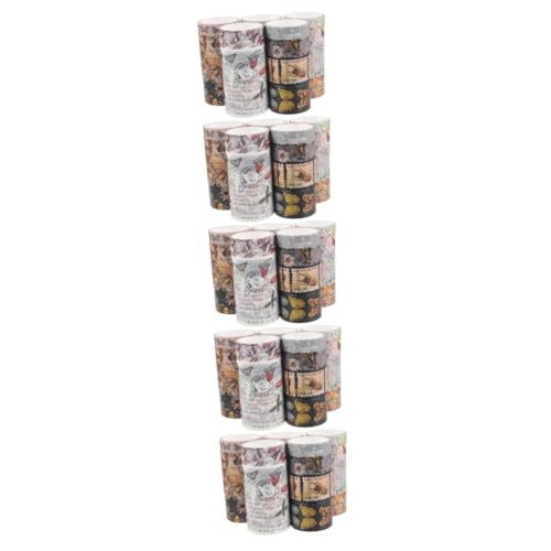 Angoily 5 Sätze Dekoratives Klebeband Mit Vintage Floral Und Schmetterlingsmuster Für Diy Bastelarbeiten Scrapbooking Und Planer Dekorationen 17 Rollen * 5 von Angoily