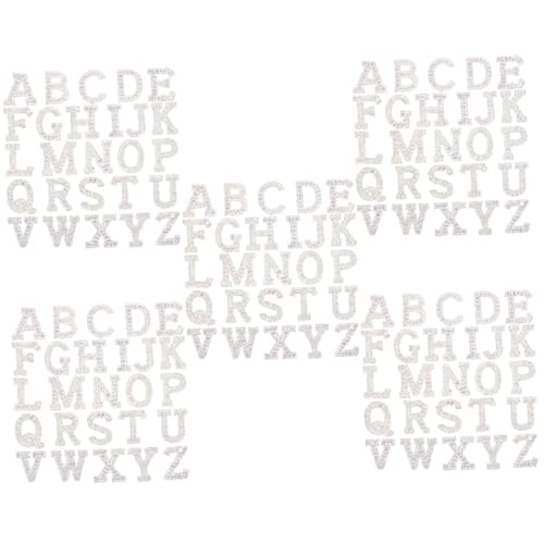 Angoily 5 Sätze Heiße Diamant-buchstabenaufkleber Alphabet Brief Applikationen Buchstaben Für Stoff Name Stoffbuchstaben Zum Aufbügeln Strasssteine ​​aufnähen Silber 26 Stück * 5 von Angoily