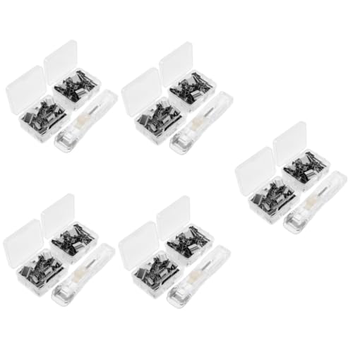 Angoily 5 Sätze Klarer Hefter mit Wiederverwendbaren Clips Transparent Push Clip Plastikbox Büro und Schulzubehör für Organisation von Dokumenten von Angoily