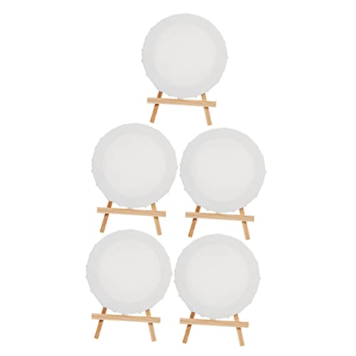 Angoily 5 Sätze Mini Staffelei aus Rundholz mit Leinwand und Rundrahmen Tischstaffelei aus Kiefernholz für Diy Kunst Malerei und Ölbilder für Anfänger Schüler und Bastelprojekte von Angoily