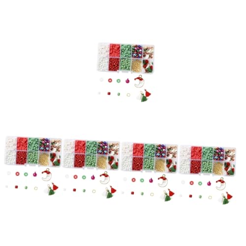 Angoily 5 Sätze Teiliger DIY Schmuckherstellungsset Weihnachtsperlen mit Fächer Aufbewahrungsbox Glatte Handfreundliche Perlen für Ohrringe und Armbänder für Bastelanfänger und von Angoily