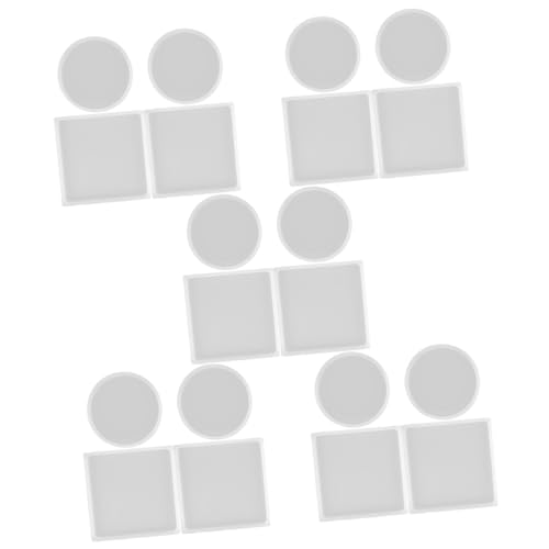 Angoily 5 Sätze Teiliges Silikonform Für Untersetzer Resin Gießformen Für Diy Coaster Runde Und Quadratische Silikonformen Für Herstellung Von Dekorationen Und Geschenken 4 Stücke * 5 von Angoily