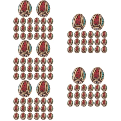 Angoily 5 Sätze Tibetische Spacer Perlen Messing Mit Türkis Einlage Handgefertigte Buddha Perlen Für Diy Schmuckherstellung Geeignet Für Halsketten Und Armbänder 20 Stück * 5 von Angoily