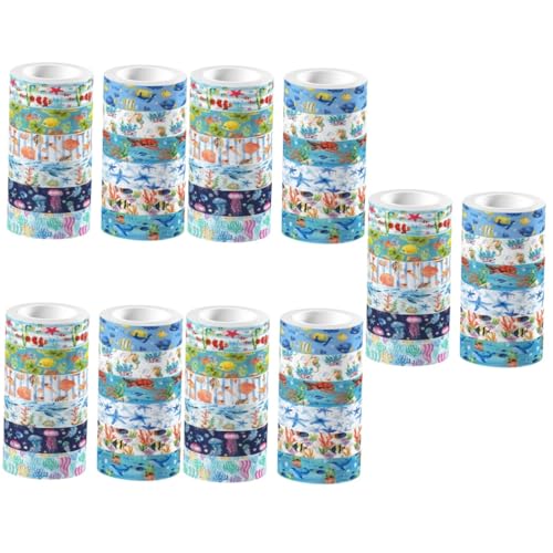 Angoily 5 Sätze Unterwasserbiotape Schrott Scrapbooking -vorräte Erwachsene Tagebuch Bausätze Sammelalbum Liefert Buchstabenaufkleber Dekoratives Packband Scrapbooking Tape 12 Rollen * 5 von Angoily