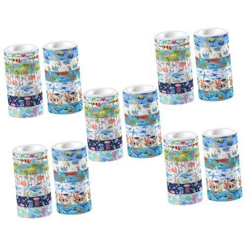Angoily 5 Sätze Unterwasserbiotape Szene Band Scrapbooking Tagebuch Pastell Dekorative Masken Planer -aufkleber Washi -aufkleber Blaues Washi-tape Ästhetische Aufkleber 12 Rollen * 5 von Angoily