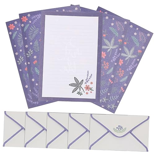 Angoily 5 Sätze Vintage Briefpapier Umschlag Set Teiliges Blumenmotiv Schreibpapier für Hochzeiten Partys und Besondere Anlässe Langlebig und Ansprechend für Einladungen und Dekoration von Angoily