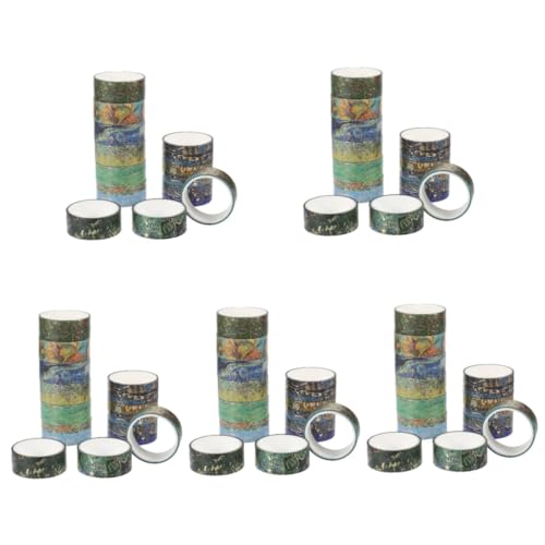 Angoily 5 Sätze Vintage Washi Tapes Mehrzweck Diy Basteltape Japanisches Klebeband Für Scrapbooking Und Projekte Einzigartige Designs 12 Rollen * 5 von Angoily