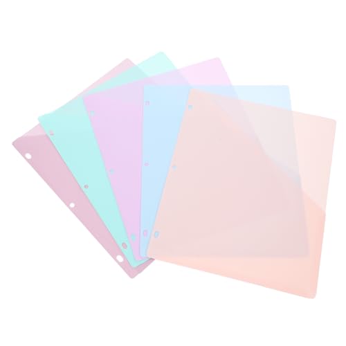 Angoily 5 Stück A4 Lose Leaf Information Bag Ordner mit Taschen und Zinken Farbe faltbar einführbar Blau Taschenordner aus Kunststoff Office-Tab-Teiler Ordner-Taschenteiler Dateiordner pp von Angoily